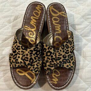Sam Edelman Leopard Cork Wedge Sandals